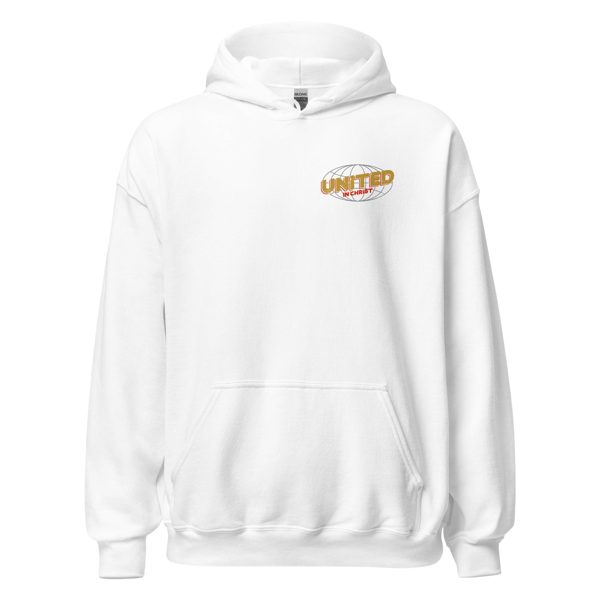 White United Globe Hoodie, Front, Christian Apparel