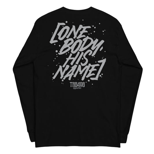Black long sleeve OBHN Script Tee, Back, Christian Apparel